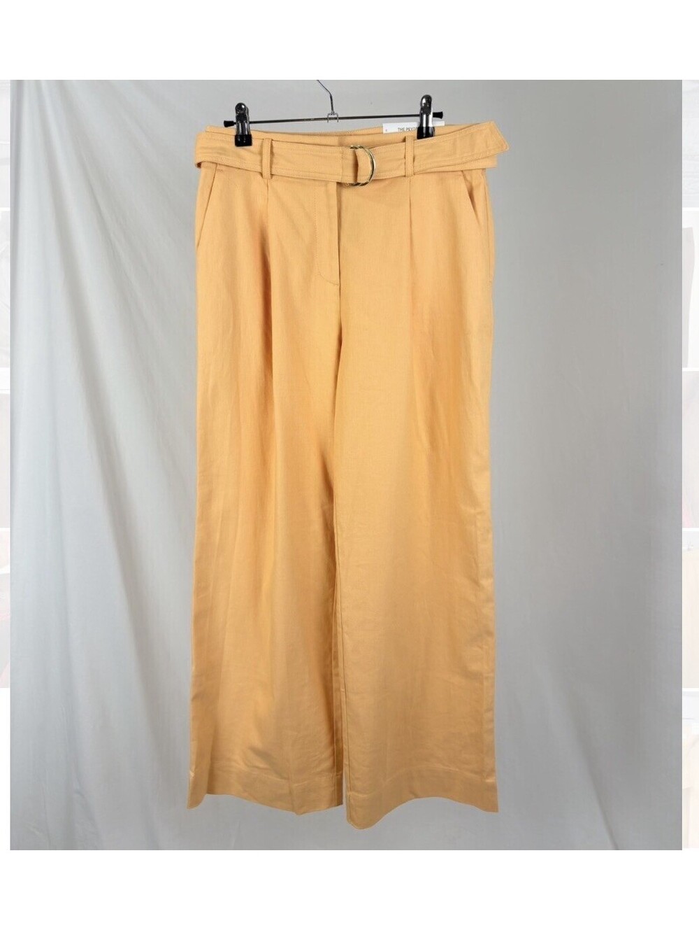 NWT Loft Belted Peyton Trouser Wide-leg Orange Cotton Linen Size 6P 31" waist